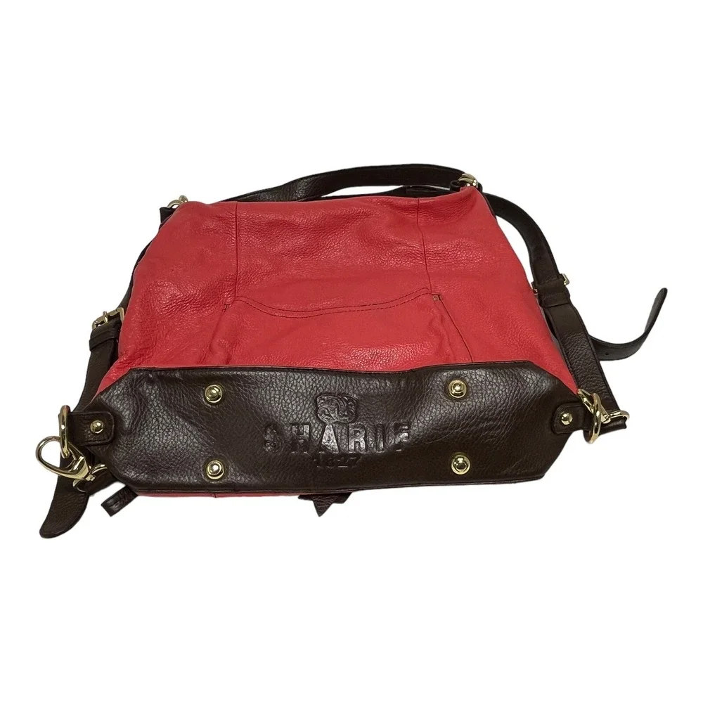 SHARIF Leather Decorative Handbag Satchel‎ Purse ANIMAL PRINT LINING